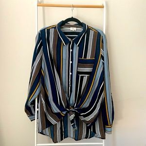 Ava James striped long-sleeve button-down